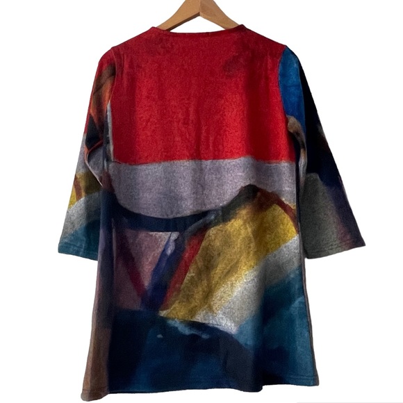 NWT Lily London Vibrant Abstract Watercolor Knit Sweater Tunic style Size S - Picture 6 of 10